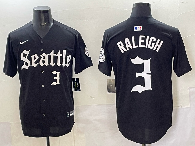 Men Seattle Mariners #3 Raleigh black MLB 2025 Nike jersey 010